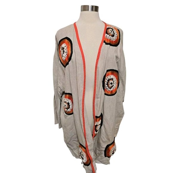 Womens Vintage Tunic Cardigan Topper Plus Size 22 Ethnic Theme Shells - Picture 2 of 8